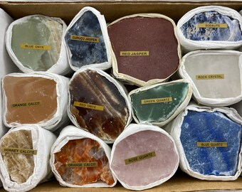 Polished Mineral Collection: Sodalite, Jasper, Quartz, Calcite