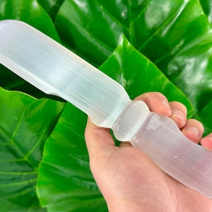 Cuchillo de selenita extra grande con empuñadura lisa, piedra preciosa de cristal, cristal de selenita, cuchillo de selenita, cuchillo de selenita de 24 cm, selenita, decoración del hogar, interior