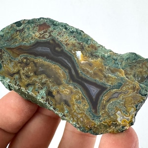 Sällsynt polerad Orpheusagat från Bulgarien, geode, naturlig Rhodopebergagat, samlarmineralprov