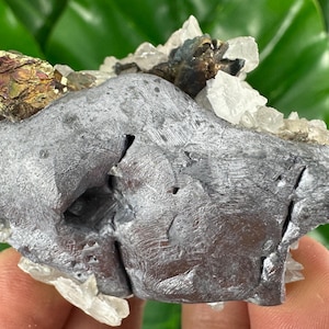 Incredible Galena with Chalcopyrite and Calcite from Borieva mine Madan,Bulgaria, Natural Crystal, Home Decor, Energy Crystal, Cluster