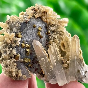 Quartz with Galena and Chalcopyrite,Calcite from Krushev dol mine ,Madan ore field,Rhodope Mts,Smolyan Oblast,Bulgaria