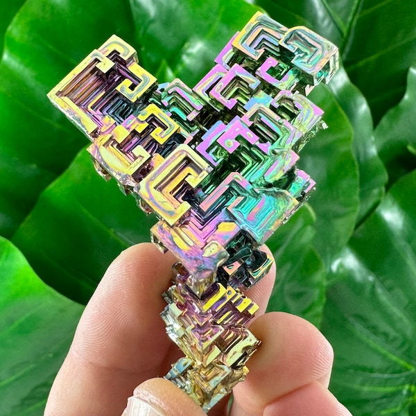 Regenbogen Bismuth Cluster, Bismuth Probe, Bismutkristall, Labor gewachsener Stein, Wohnkultur, bunter Kristall, Stücke Wismuth, Wismuth Bunt.