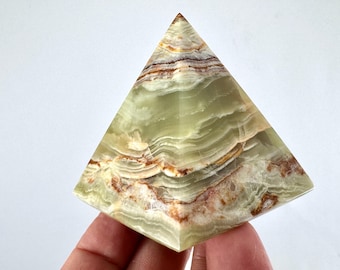 5.5cm Onyx Pyramid (Green - Brown),Natural Crystal Stone,Polished Decorative Pyramid,Protection and Grounding