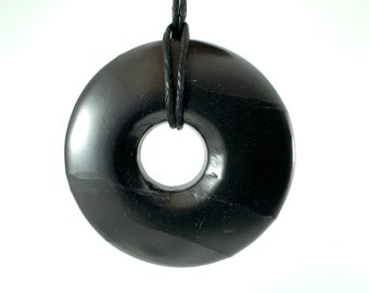 Collar colgante de donut de shungita de Karelia, Rusia, protección contra electrosmog, protección EMF 4G y 5G, shungita 100% real,