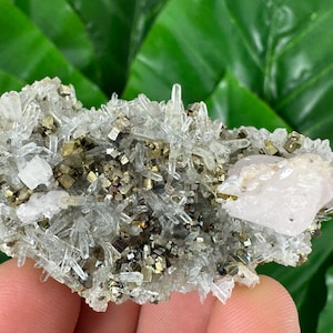 Very nice Quartz with Pyrite and Fluorescent  Calcite from Djurkovo mine,Laki ,Bulgaria,Calcite Collector,crystal N35