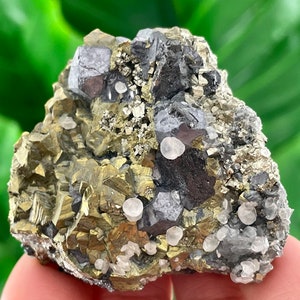 Rare Chalcopyrite with Galena and Calcite from Krushev dol mine,Madan,Bulgaria,Mineral,Specimens, Clusters,Home Decor, Energy Crystal
