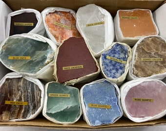 Polished Mineral Collection: Sodalite, Jasper, Quartz, Calcite