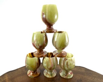 Vintage Onyx Cordial Cups - 6er-Set - Natursteinkelche
