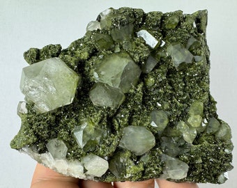 Epidote with Quartz Specimen: Turkish Mineral Collection, Home Decor