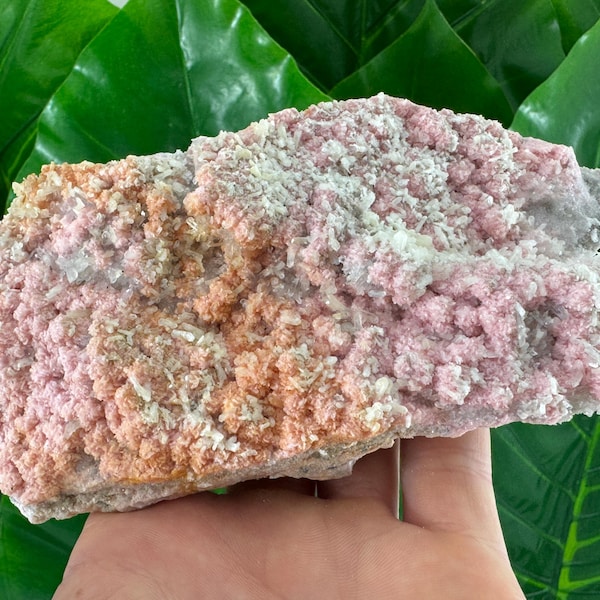Pink Rhodochrosite Crystal with Quartz and Stilbite - Davidkovo, Bulgaria