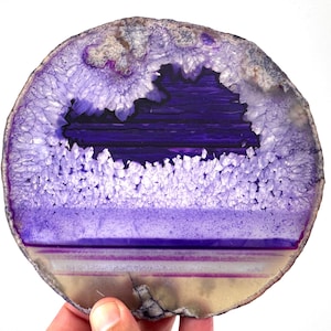 Extra Large Polished Sliced Agate +FREE Stand, Double Sided from Brazil,Agate Stone,Agate Necklace,Home Decor,Office decor,Large Agate,