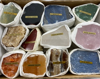 Polished Mineral Collection: Sodalite, Jasper, Quartz, Calcite, Onyx