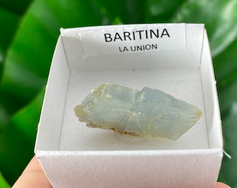 Kleines Stück blaues Baryt aus Spanien, Mineralprobe, blauer Baryt, spanischer Baryt, Mineralprobe, seltenes blaues Baryt, natürlicher Kristall, blauer Kristall