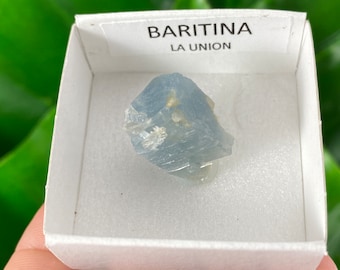 Kleines Stück blaues Baryt aus Spanien, Mineralprobe, blauer Baryt, spanischer Baryt, Mineralprobe, seltenes blaues Baryt, natürlicher Kristall, blauer Kristall