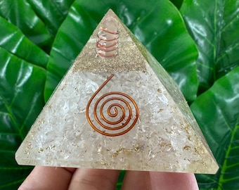 Orgonite Pyramid (6x6cm) Quartz,Handmade Spiral Copper Orgone,Tourmaline,Pyramid,chakra,EMF Protection,Home Decor,Meditation,