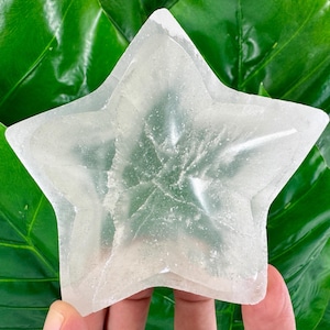 Cuenco de estrella de selenita, estrella de cristal, yeso, curación con cristales, cristal energético, regalos de cristal, decoración del hogar,