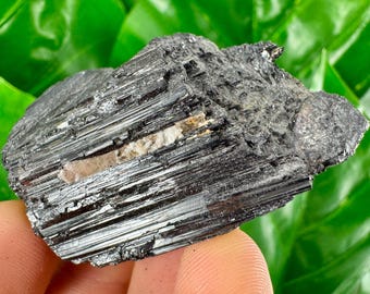 Raw Black Tourmaline Log: Mineral Specimen, Black Crystal Chunk