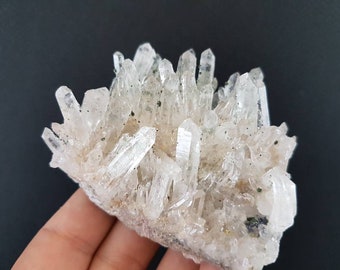 Clear Quartz with small balls  Chlorite from Bulgaria Madan Borieva mine Minerals Chlorite Crystals Chlorite Stones Chlorite Quartz Minerals