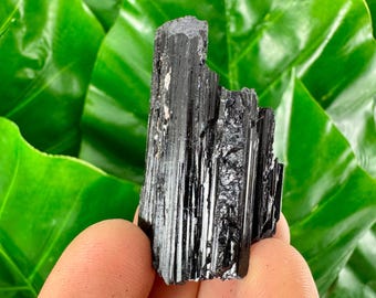 Raw Black Tourmaline Log: Mineral Specimen, Black Crystal Chunk