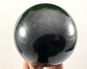Karelian Shungite Sphere (15cm) with free Stand-Russia,Karelia EMF & Radiation Protection Stone,