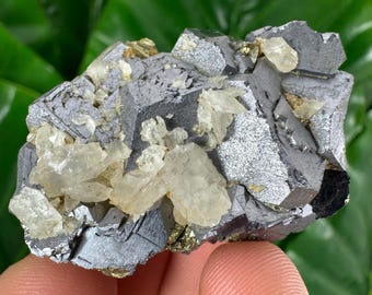 Galena with Calcite and Chalcopyrite from Borieva mine ,Madan,Bulgaria,Mineral,Crystal,Home decor,Collection N36
