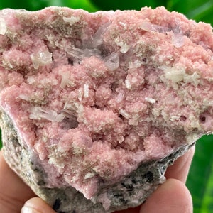 Pink Rhodochrosite Crystal with Stilbite on Matrix - Bulgaria