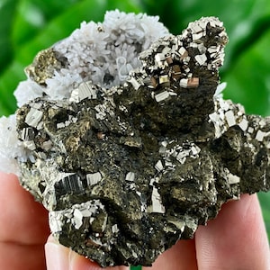 Amazing Chalcopyrite with Pyrite on Quartz from 9th September mine,Madan,Bulgaria,Mineral Specimen,Home Decor, Natural