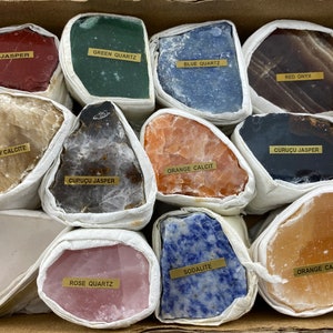 One Box Mix polished Minerals,Flat minerals,Wholesale Minerals,Set Minerals,Natural Crystal,Specimen,Collection, Collector,Natural,Polished,