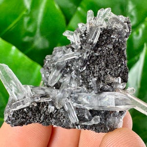 Transparent Quartz with Sphalerite from 9th September mine,Madan,Bulgaria,Transparent Quartz,Quartz Cluster,Home Decor, Energy Crystal,