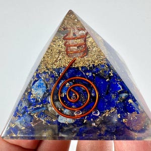 Orgonite Pyramid (5x5cm)  Lapis,Handmade Spiral Copper Orgone,Tourmaline,Pyramid,chakra,EMF Protection,Home Decor,Meditation,