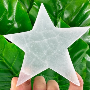 Hermosa estrella de selenita, curación limpiadora, cristales naturales, piedras preciosas, cristal de regalo, estrellas de selenita, cristales de energía fuerte, minerales