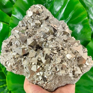 Großer oktaedrischer Pyrit aus Peru, Natürliches Mineral, Specimen,Cluster,Kristall,Stein,Edelstein,Eisen Pyrit,Golden,N571