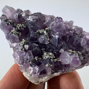 Rare Amethyst with Pyrite from Chala mine Bulgaria,Bulgarian Amethyst,Purple Quartz,Cluster,Specimen,Crystal,Chala mine N72