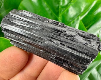 Raw Black Tourmaline Log: Mineral Specimen, Black Crystal Chunk