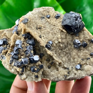Large Ball Sphalerite with Galena on Calcite from 9th September mine,Madan,Bulgaria,Crystal, Mineral,Natural Crystal,Specimen,Stone