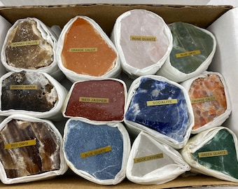 Polished Mineral Collection: Sodalite, Jasper, Quartz, Calcite, Onyx