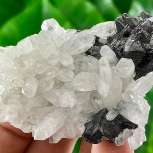 Transparent Quartz with Sphalerite  from 9th September mine,Madan,Bulgaria,Transparent Quartz,Quartz Cluster,Home Decor, Energy Crystal,