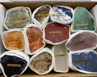 Polished Mineral Collection: Sodalite, Jasper, Quartz, Calcite