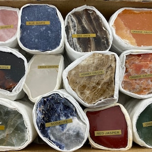 One Box Mix polished Minerals,Flat minerals,Wholesale Minerals,Set Minerals,Natural Crystal,Specimen,Collection, Collector,Natural,Polished,