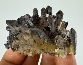INCREDIBLE and Very rare Hemimorphite on Quartz with Iron Oxide from 9th September mine,Madan,Bulgaria,Transparent Quartz,Crystal,Home Decor