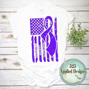 Pancreatic Cancer Awareness Ribbon American Flag Cutting File, Silhouette, Cricut, Jpg, SVG, PNG, Dtf, Sublimation, 525 Applied Designs