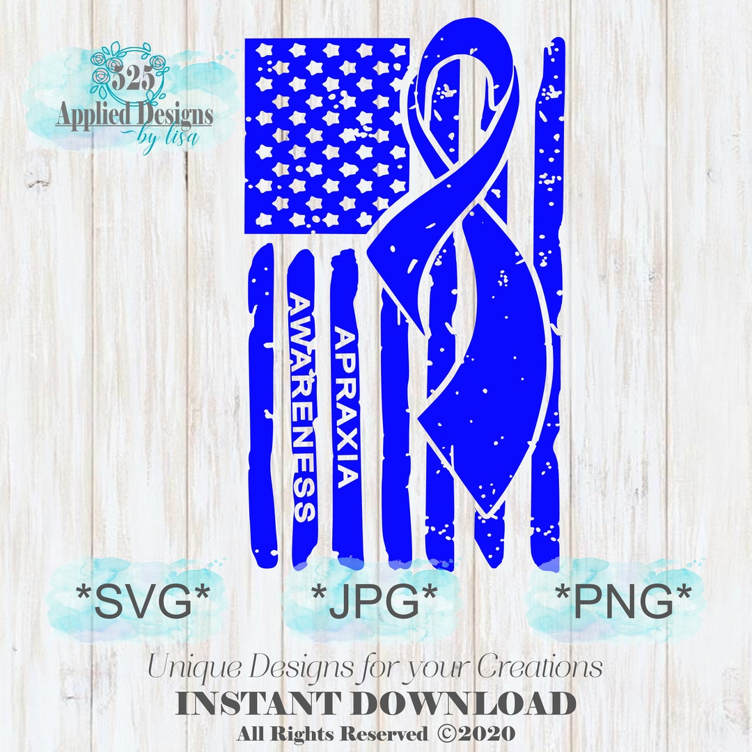 Apraxia Awareness Ribbon American Flag Cutting File - Etsy