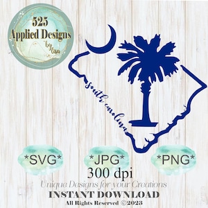 File di taglio Palmetto della Carolina del Sud, Silhouette, Cricut, SVG, Jpg, PNG, HTV, Vinile, Dtf, Sublimazione, 525 Disegni applicati