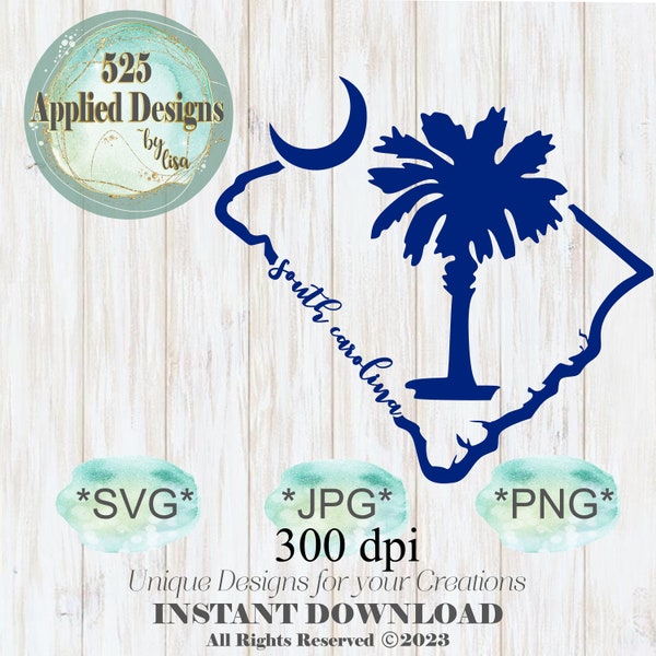 South Carolina Palmetto Cutting File, Silhouette, Cricut, SVG, Jpg, PNG, HTV, Vinyl, Dtf, Sublimation, 525 Applied Designs