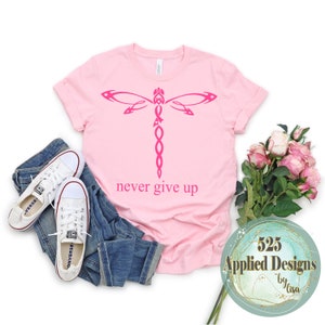 Never Give Up Dragonfly Breast Cancer Awareness Cutting File, Silhouette, Cricut, SVG, Jpg, PNG, Dtf, Sublimation, 525 Applied Design