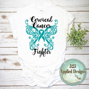 Zervikaler Krebs Überlebender Kämpfer Schmetterling, Bewusstsein schneiden Datei, Silhouette, Cricut, SVG, Jpg, PNG, Sublimation HTV, 525 Angewandte Designs