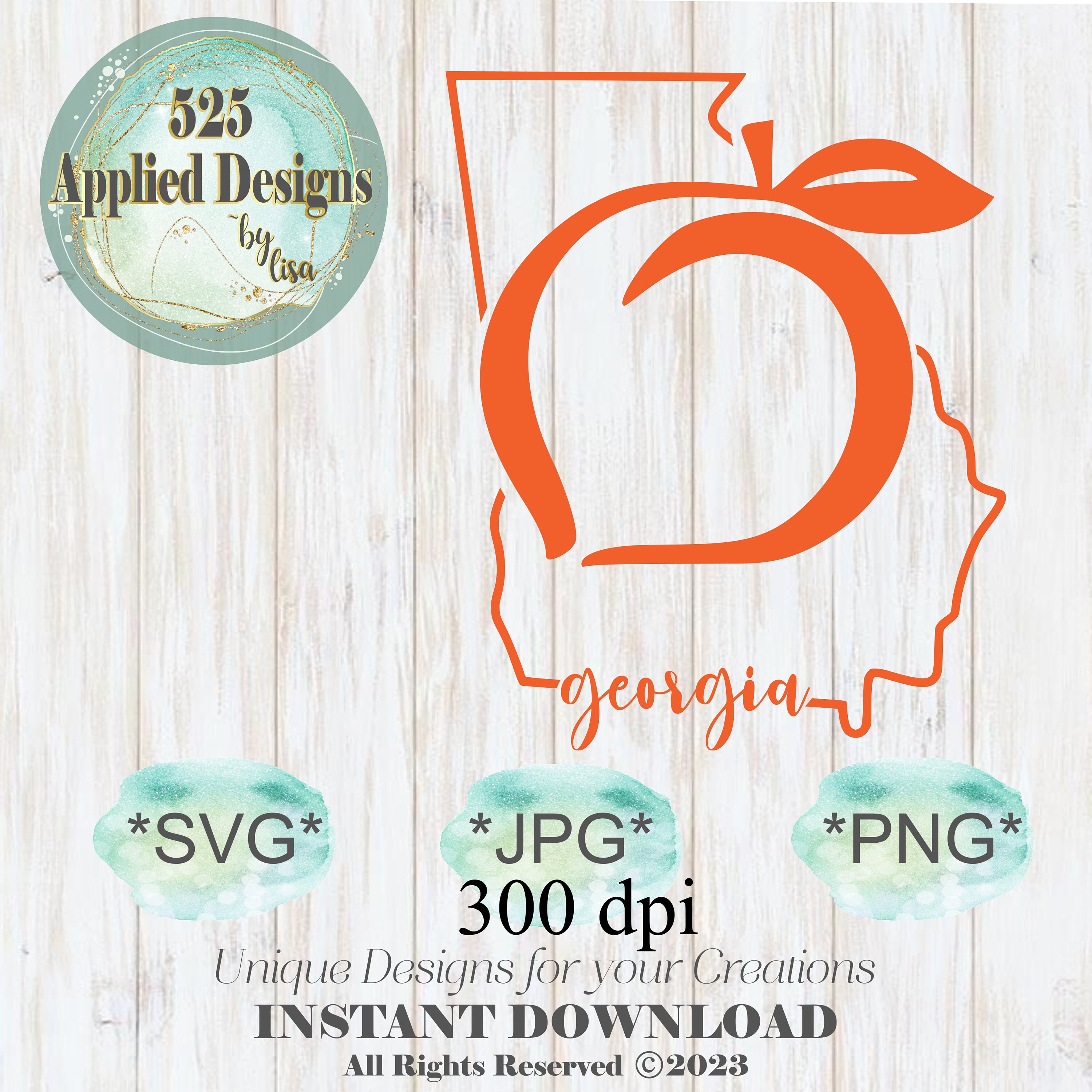 Georgia Peach Cutting File, Silhouette, Cricut, Jpg, SVG, PNG