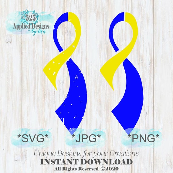 Down Syndrome Awareness Ribbon Two Colors Cutting File Etsy