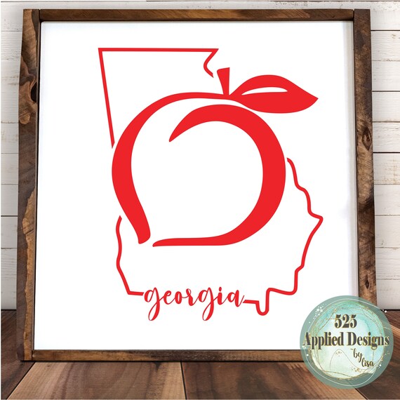 Georgia Peach Cutting File, Silhouette, Cricut, Jpg, SVG, PNG