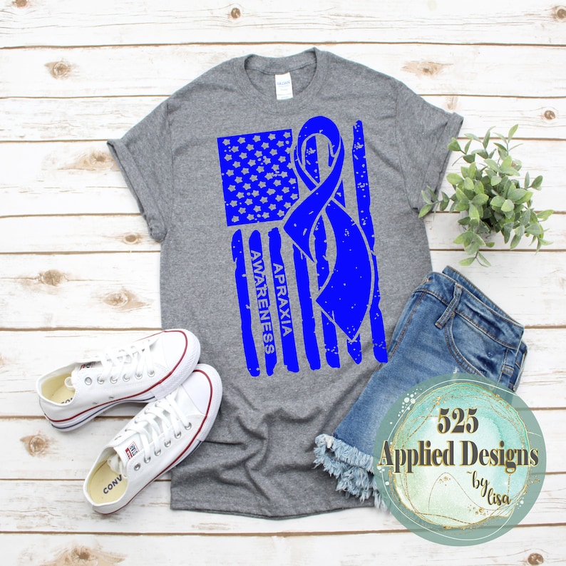 Apraxia Awareness Ribbon American Flag Cutting File, Silhouette, Cricut ...